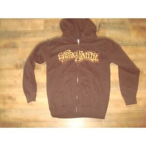 ZIPPER VINTAGE 2009 GENUINE BROWN AEROSMITH LONG SLEEVE SHIRT HOODIE SMALL